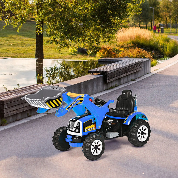 12V Kids Electric Ride-On Excavator - Blue | Forward and Reverse and Working Arm COSTWAY - Little and Giant Explorers Costway