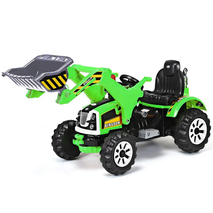 12V Kids Electric Ride-On Excavator - Green | Forward and Reverse and Working Arm COSTWAY - Little and Giant Explorers Costway