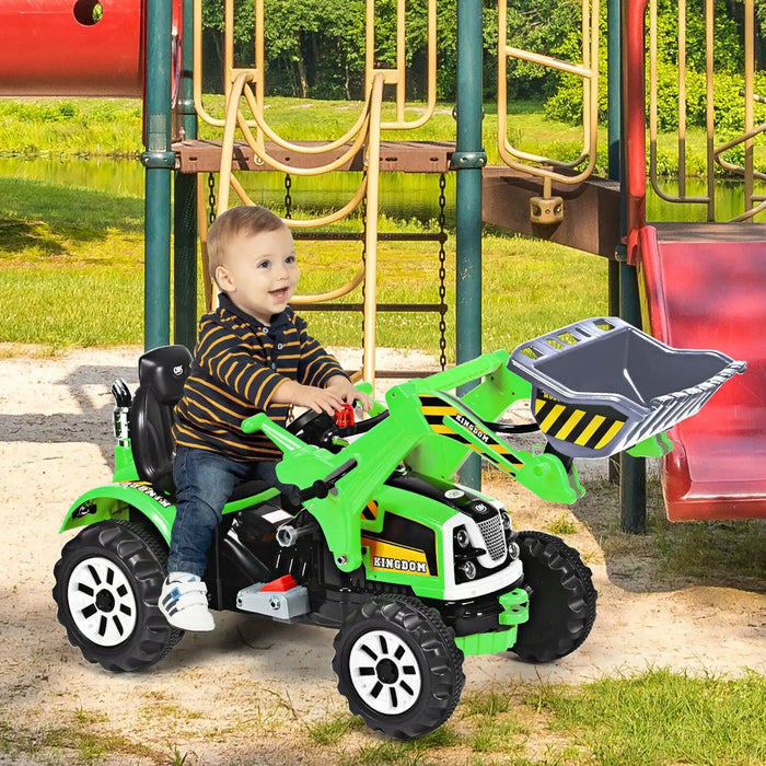 12V Kids Electric Ride-On Excavator - Green | Forward and Reverse and Working Arm COSTWAY - Little and Giant Explorers Costway