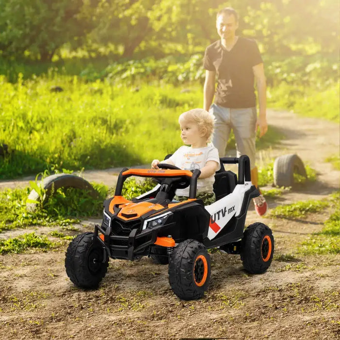 12V Kids Electric Ride-On UTV Car - Orange | LED Lights, Music and USB AIYAPLAY - Little and Giant Explorers AIYAPLAY