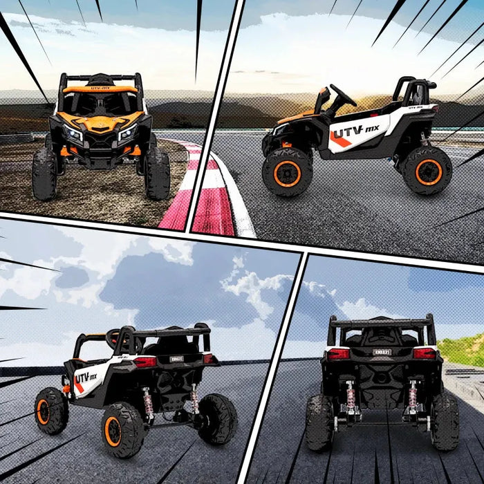 12V Kids Electric Ride-On UTV Car - Orange | LED Lights, Music and USB AIYAPLAY - Little and Giant Explorers AIYAPLAY