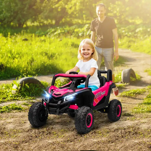 12V Kids Electric Ride-On UTV Car - Pink | LED Lights, Music and USB AIYAPLAY - Little and Giant Explorers AIYAPLAY