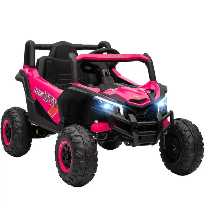 12V Kids Electric Ride-On UTV Car - Pink | LED Lights, Music and USB AIYAPLAY - Little and Giant Explorers AIYAPLAY