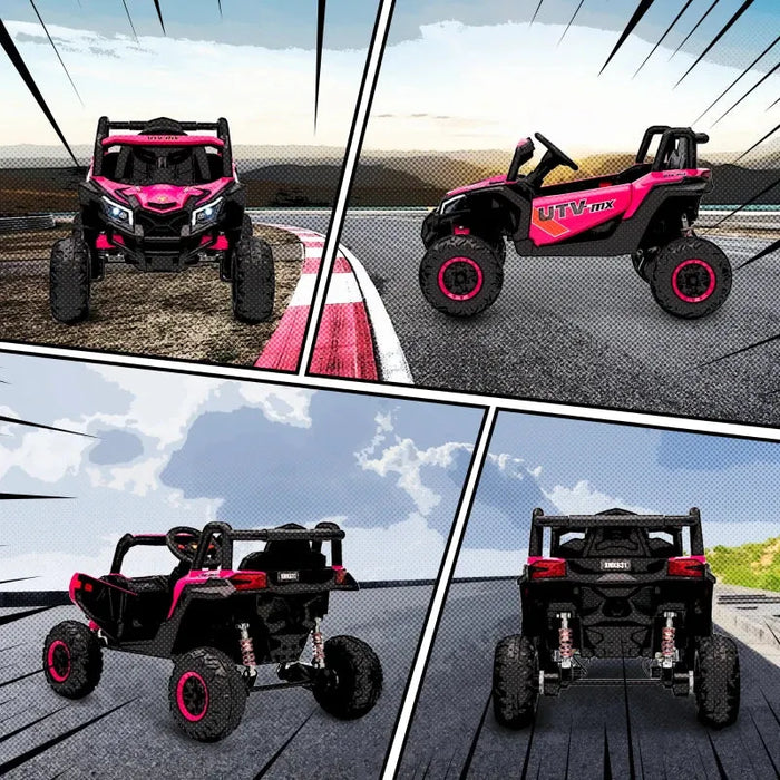 12V Kids Electric Ride-On UTV Car - Pink | LED Lights, Music and USB AIYAPLAY - Little and Giant Explorers AIYAPLAY