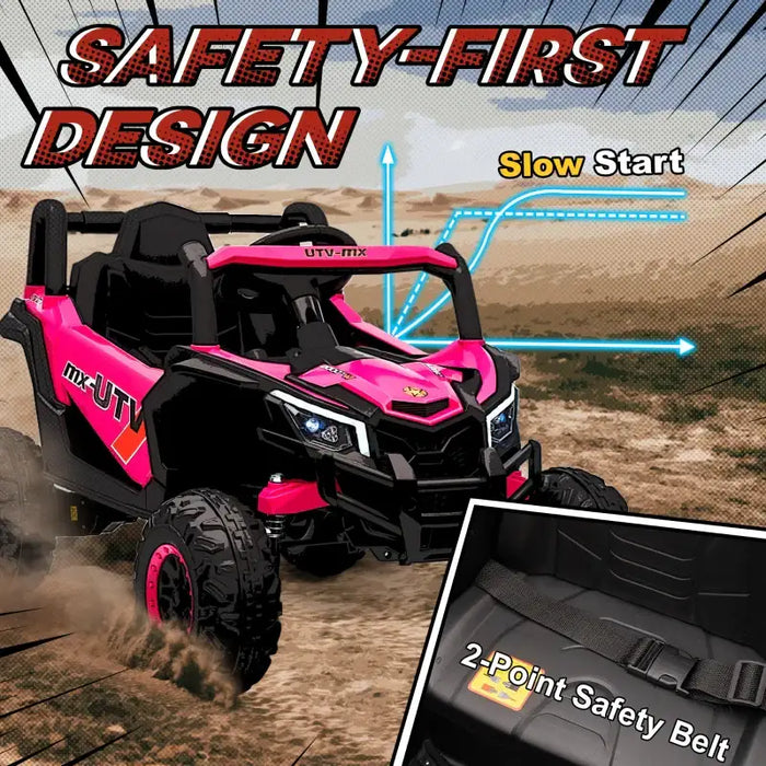 12V Kids Electric Ride-On UTV Car - Pink | LED Lights, Music and USB AIYAPLAY - Little and Giant Explorers AIYAPLAY