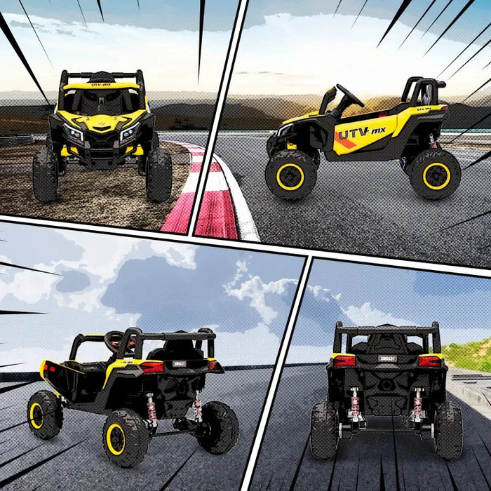 12V Kids Electric Ride-On UTV Car - Yellow | LED Lights, Music and USB AIYAPLAY - Little and Giant Explorers AIYAPLAY