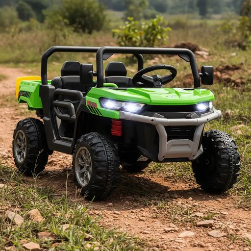 12V Kids Electric Ride-On UTV - Green | Electronic Bucket with Music System HOMCOM - Little and Giant Explorers HOMCOM