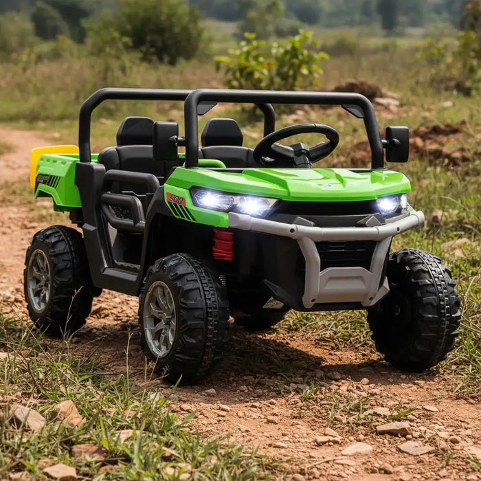 12V Kids Electric Ride-On UTV - Green | Electronic Bucket with Music System HOMCOM - Little and Giant Explorers HOMCOM