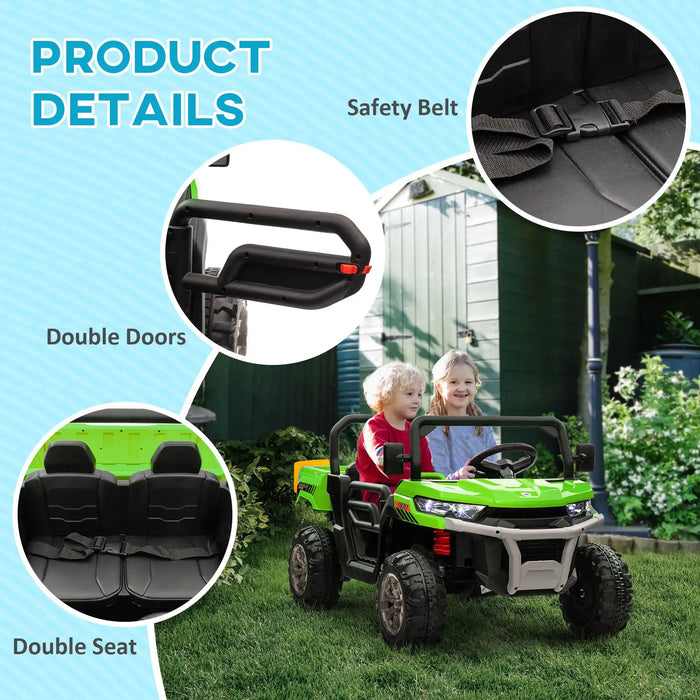 12V Kids Electric Ride-On UTV - Green | Electronic Bucket with Music System HOMCOM - Little and Giant Explorers HOMCOM