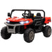 Red 12V kids electric ride-on UTV toy car with large tires and working headlights