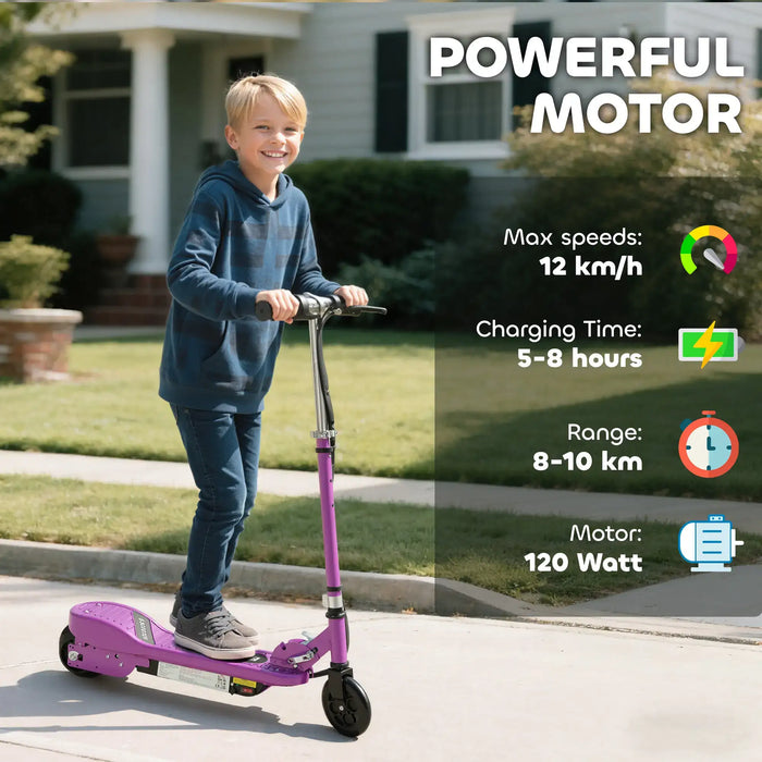 12V Kids Electric Scooter – Purple | Adjustable Height, Foldable Frame and Handbrake AIYAPLAY - Little and Giant Explorers