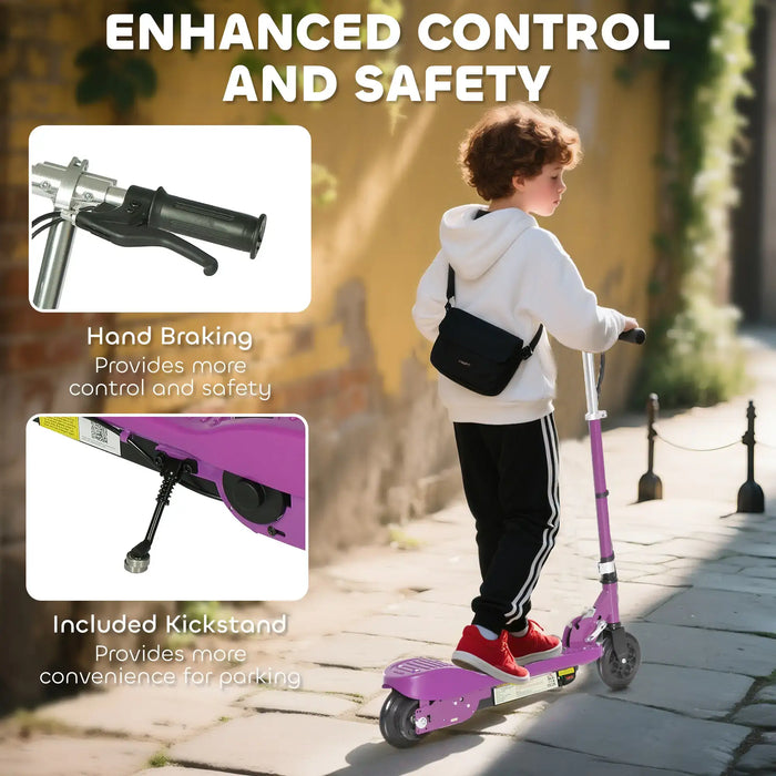 12V Kids Electric Scooter – Purple | Adjustable Height, Foldable Frame and Handbrake AIYAPLAY - Little and Giant Explorers