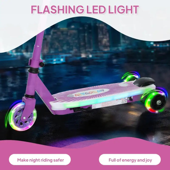 12V Kids Electric Scooter - Purple | Light-Up Pedals and Wheels - Removable Stabiliser Wheels AIYAPLAY - Little and Giant Explorers AIYAPLAY