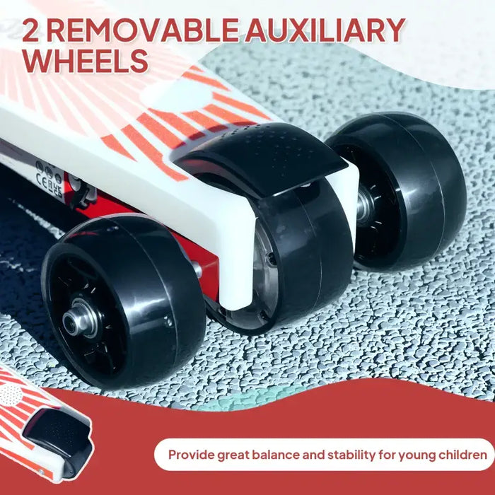 12V Kids Electric Scooter - Red | Light-Up Pedals and Wheels - Removable Stabiliser Wheels AIYAPLAY - Little and Giant Explorers AIYAPLAY