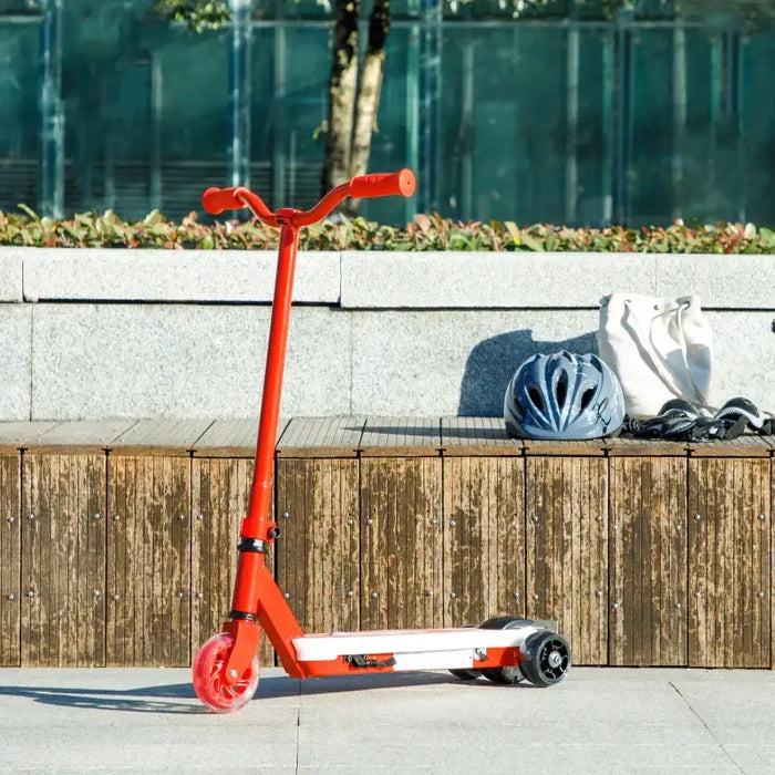 12V Kids Electric Scooter - Red | Light-Up Pedals and Wheels - Removable Stabiliser Wheels AIYAPLAY - Little and Giant Explorers AIYAPLAY