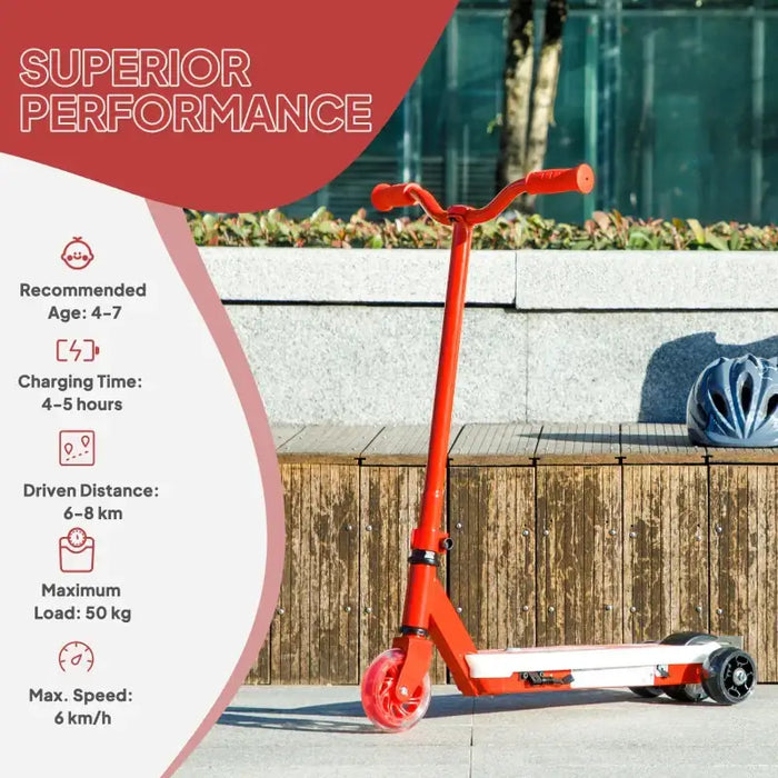 12V Kids Electric Scooter - Red | Light-Up Pedals and Wheels - Removable Stabiliser Wheels AIYAPLAY - Little and Giant Explorers AIYAPLAY