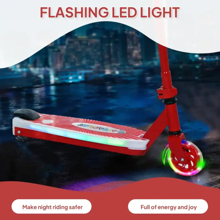 12V Kids Electric Scooter - Red | Light-Up Pedals and Wheels - Removable Stabiliser Wheels AIYAPLAY - Little and Giant Explorers AIYAPLAY