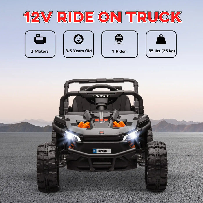 12V Kids Electric UTV Black | Single-Rider Adventure Vehicle with Dual Suspension - Little and Giant Explorers AIYAPLAY