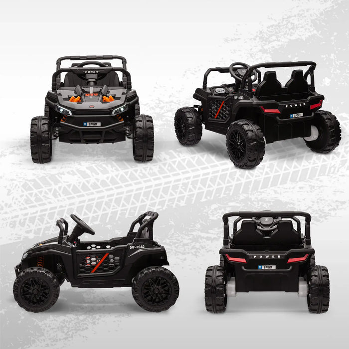 12V Kids Electric UTV Black | Single-Rider Adventure Vehicle with Dual Suspension - Little and Giant Explorers AIYAPLAY