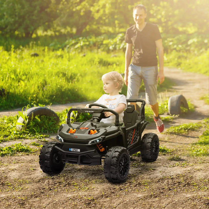 12V Kids Electric UTV Black | Single-Rider Adventure Vehicle with Dual Suspension - Little and Giant Explorers AIYAPLAY