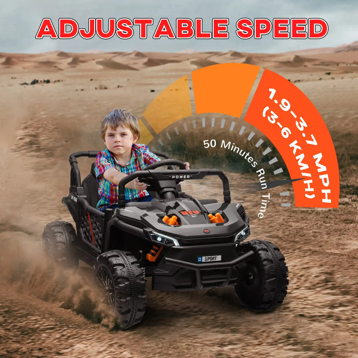 12V Kids Electric UTV Black | Single-Rider Adventure Vehicle with Dual Suspension - Little and Giant Explorers AIYAPLAY
