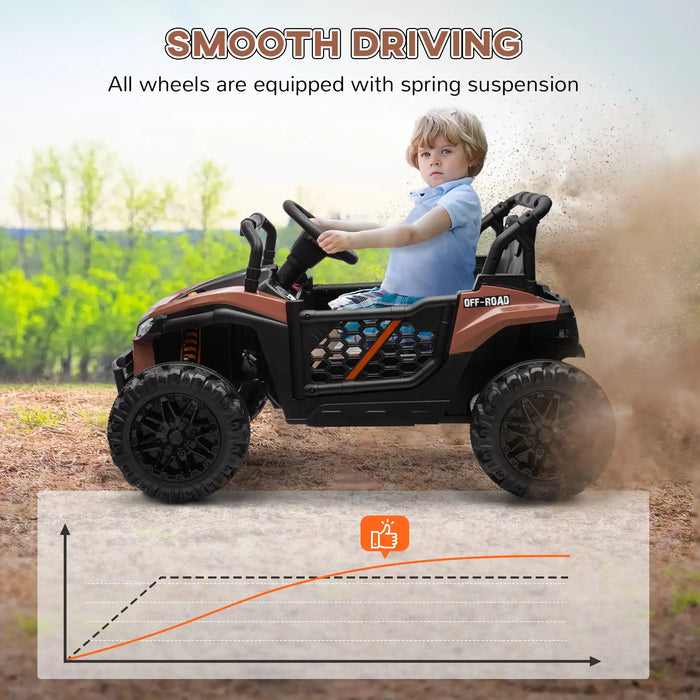 12V Kids UTV Brown | Dual Motor Adventure Vehicle - Little and Giant Explorers AIYAPLAY