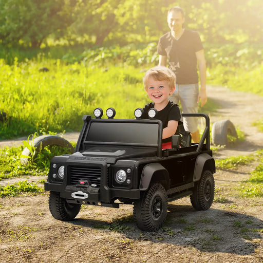 12V Kids Electric Car Black | Land Rover Defender 110 SVX with 2.4G Remote - Little and Giant Explorers AIYAPLAY