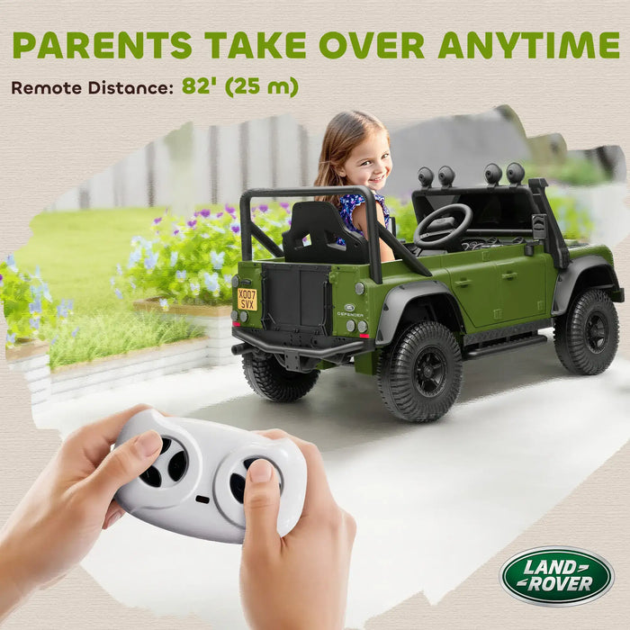 12V Kids Electric Car Green | Land Rover Defender 110 SVX with 2.4G Remote - Little and Giant Explorers AIYAPLAY