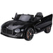 12V black Bentley GT electric ride-on car for kids with open door, LED lights, and remote control