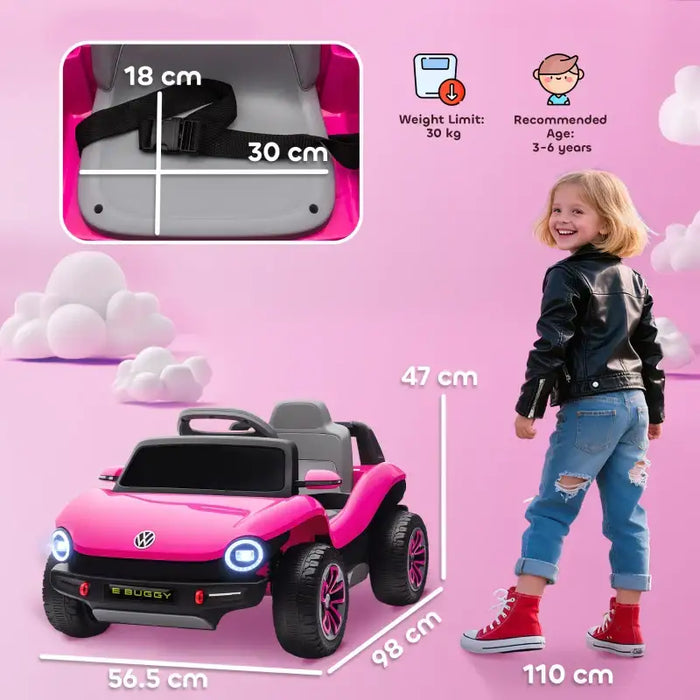 12V Kids Licensed Volkswagen E-Buggy Ride-On Car – Pink | Remote Control AIYAPLAY - Little and Giant Explorers AIYAPLAY