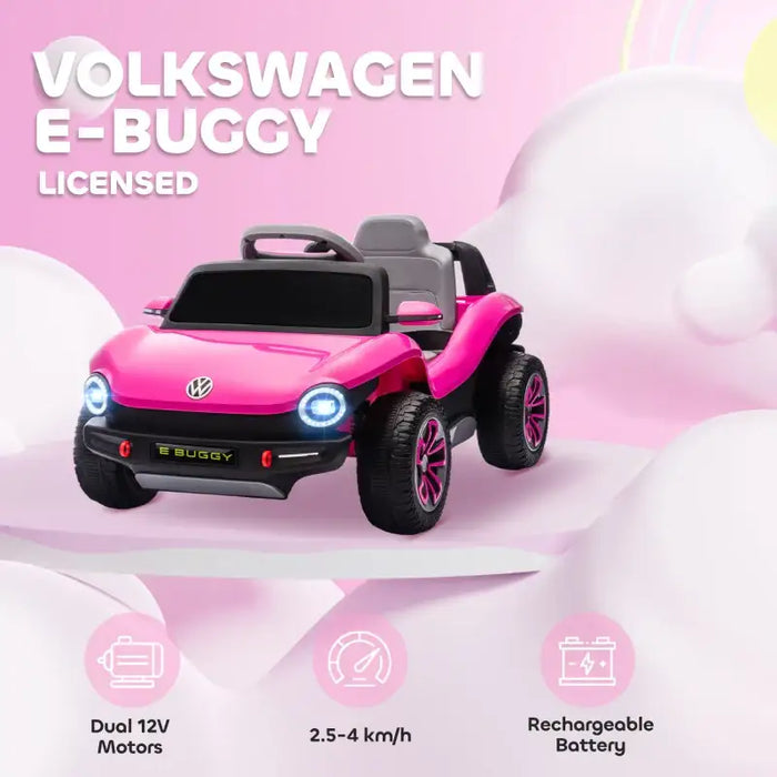 12V Kids Licensed Volkswagen E-Buggy Ride-On Car – Pink | Remote Control AIYAPLAY - Little and Giant Explorers AIYAPLAY