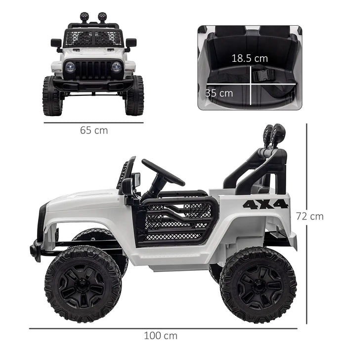 12V Kids Off-Road Ride-On Car - White | Dual Motors with Working Doors HOMCOM - Little and Giant Explorers HOMCOM