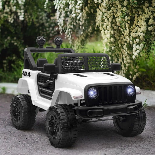 12V Kids Off-Road Ride-On Car - White | Dual Motors with Working Doors HOMCOM - Little and Giant Explorers HOMCOM