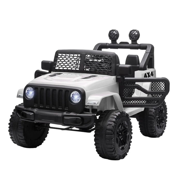 12V Kids Off-Road Ride-On Car - White | Dual Motors with Working Doors HOMCOM - Little and Giant Explorers HOMCOM