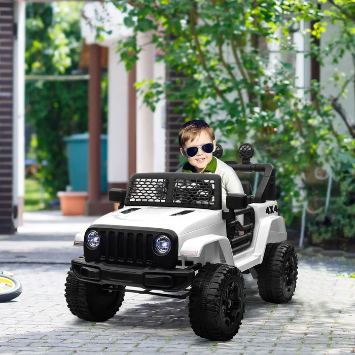 12V Kids Off-Road Ride-On Car - White | Dual Motors with Working Doors HOMCOM - Little and Giant Explorers HOMCOM