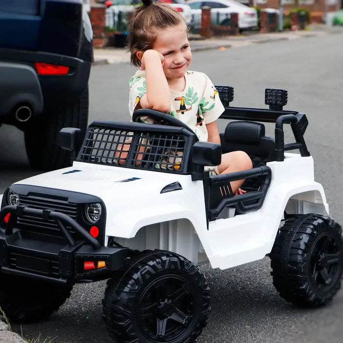 12V Kids Off-Road Ride-On Car - White | Dual Motors with Working Doors HOMCOM - Little and Giant Explorers HOMCOM