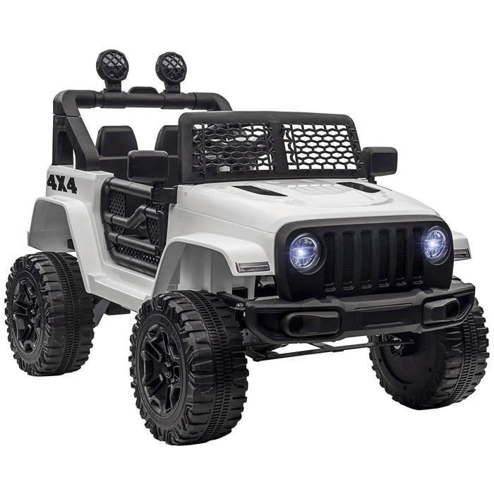 12V Kids Off-Road Ride-On Car - White | Dual Motors with Working Doors HOMCOM - Little and Giant Explorers HOMCOM