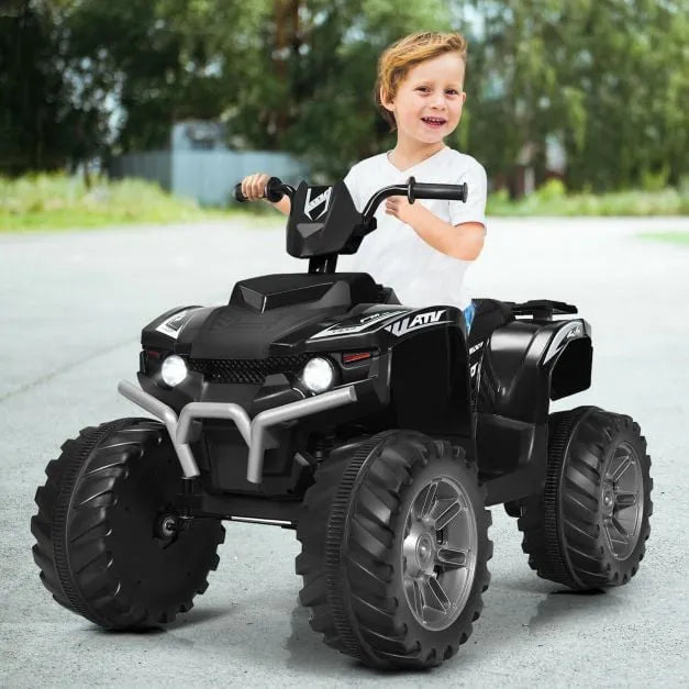 12V Kids Ride-On ATV / Quad Bike - Black | Slow Start - USB Music and Lights COSTWAY - Little and Giant Explorers Costway
