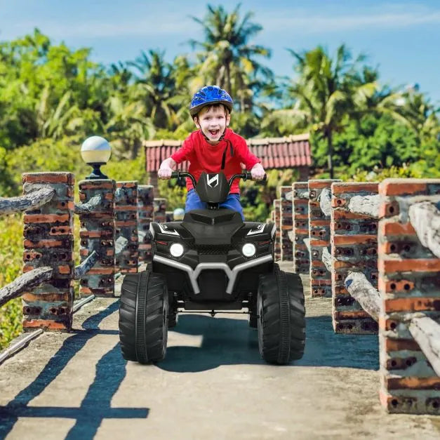 12V Kids Ride-On ATV / Quad Bike - Black | Slow Start - USB Music and Lights COSTWAY - Little and Giant Explorers Costway