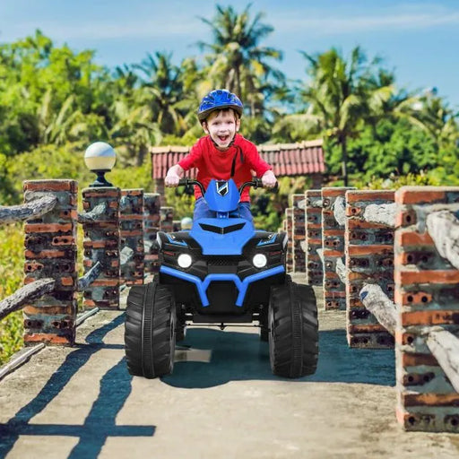 12V Kids Ride-On ATV / Quad Bike - Blue | Slow Start - USB Music and Lights COSTWAY - Little and Giant Explorers Costway