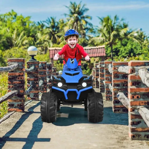 12V Kids Ride-On ATV / Quad Bike - Blue | Slow Start - USB Music and Lights COSTWAY - Little and Giant Explorers Costway