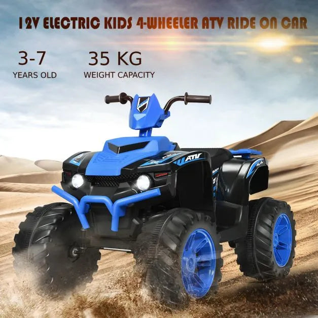 12V Kids Ride-On ATV / Quad Bike - Blue | Slow Start - USB Music and Lights COSTWAY - Little and Giant Explorers Costway