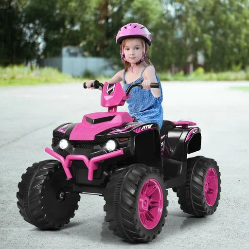 12V Kids Ride-On ATV / Quad Bike - Pink | Slow Start - USB Music and Lights COSTWAY - Little and Giant Explorers Costway