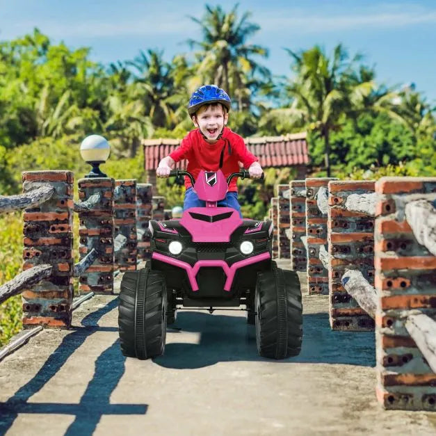 12V Kids Ride-On ATV / Quad Bike - Pink | Slow Start - USB Music and Lights COSTWAY - Little and Giant Explorers Costway