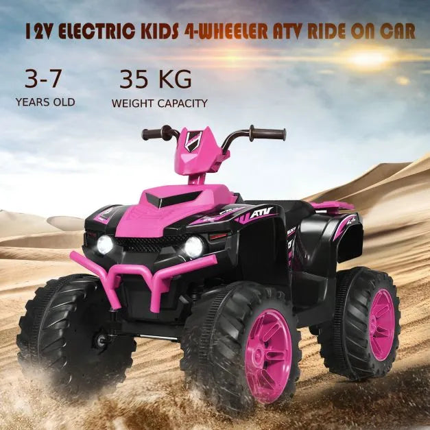 12V Kids Ride-On ATV / Quad Bike - Pink | Slow Start - USB Music and Lights COSTWAY - Little and Giant Explorers Costway