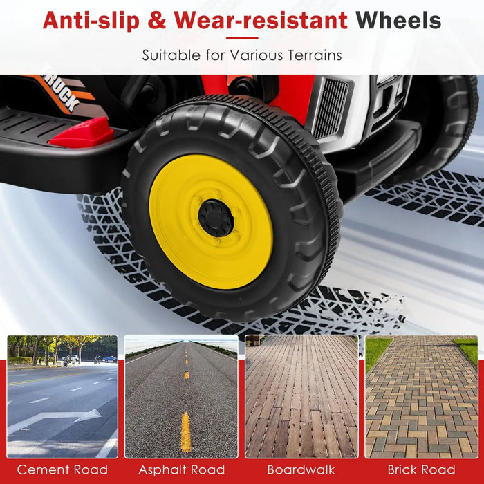 Anti-slip and wear-resistant wheel of a toy car with images of different terrains.