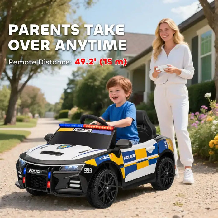 12V Kids Ride-On Police Car – Realistic Siren and Lights | Dual Motors and Remote Control AIYAPLAY - Little and Giant Explorers AIYAPLAY
