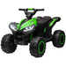 Green 12V kids ride-on quad ATV bike with LED headlights and rugged black tires