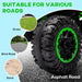 Close-up of 12V kids ride-on ATV quad tire, suitable for asphalt, grass, sand, brick roads