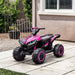 Pink 12V kids ride-on quad ATV bike with LED headlights on patio outdoors